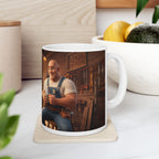 Hank & Biscuit Workshop Mug — Rustic Carpenter Cartoon Coffee Cup (11oz, 15oz)
