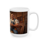 Hank & Biscuit Workshop Mug — Rustic Carpenter Cartoon Coffee Cup (11oz, 15oz)